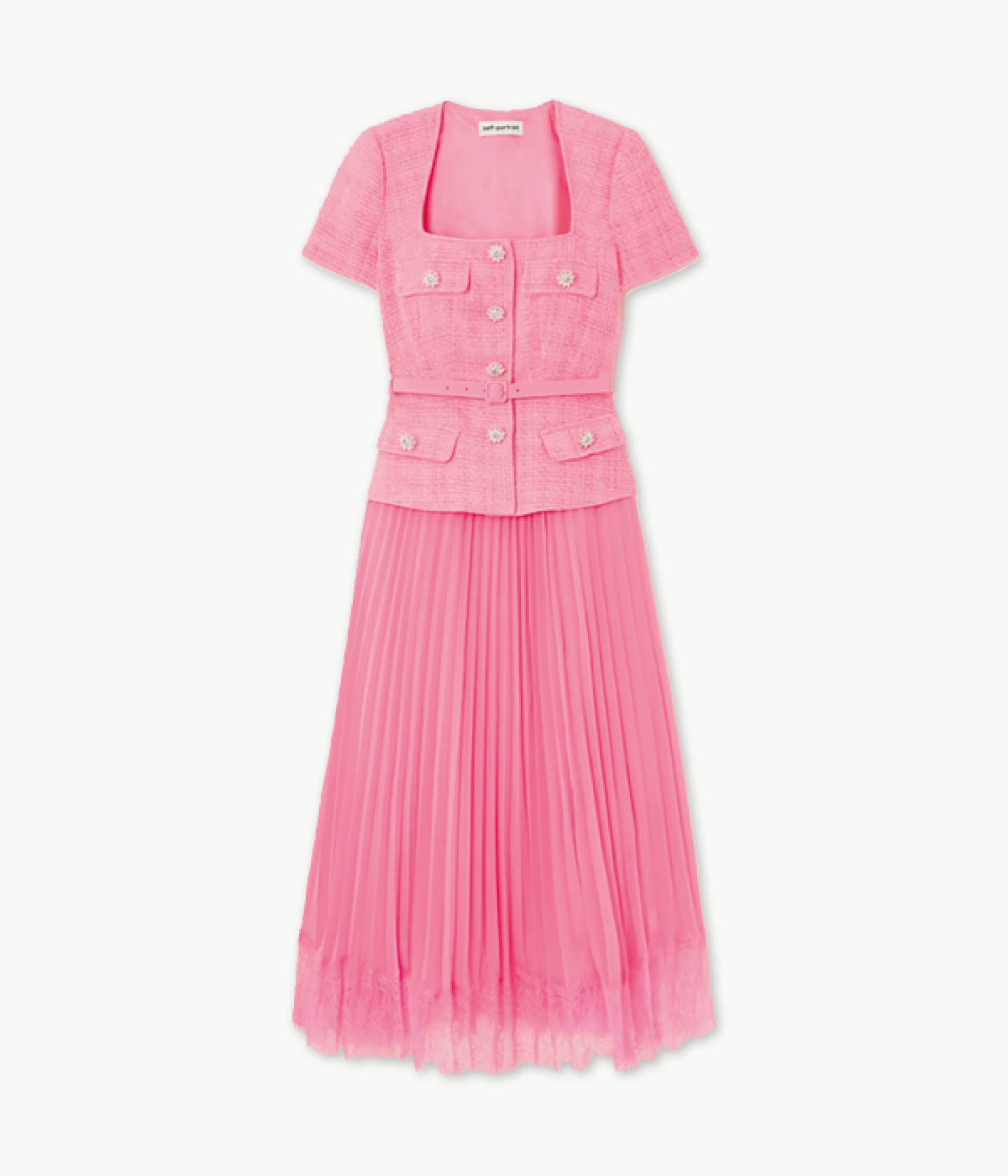 Chiffon and bouclé dress