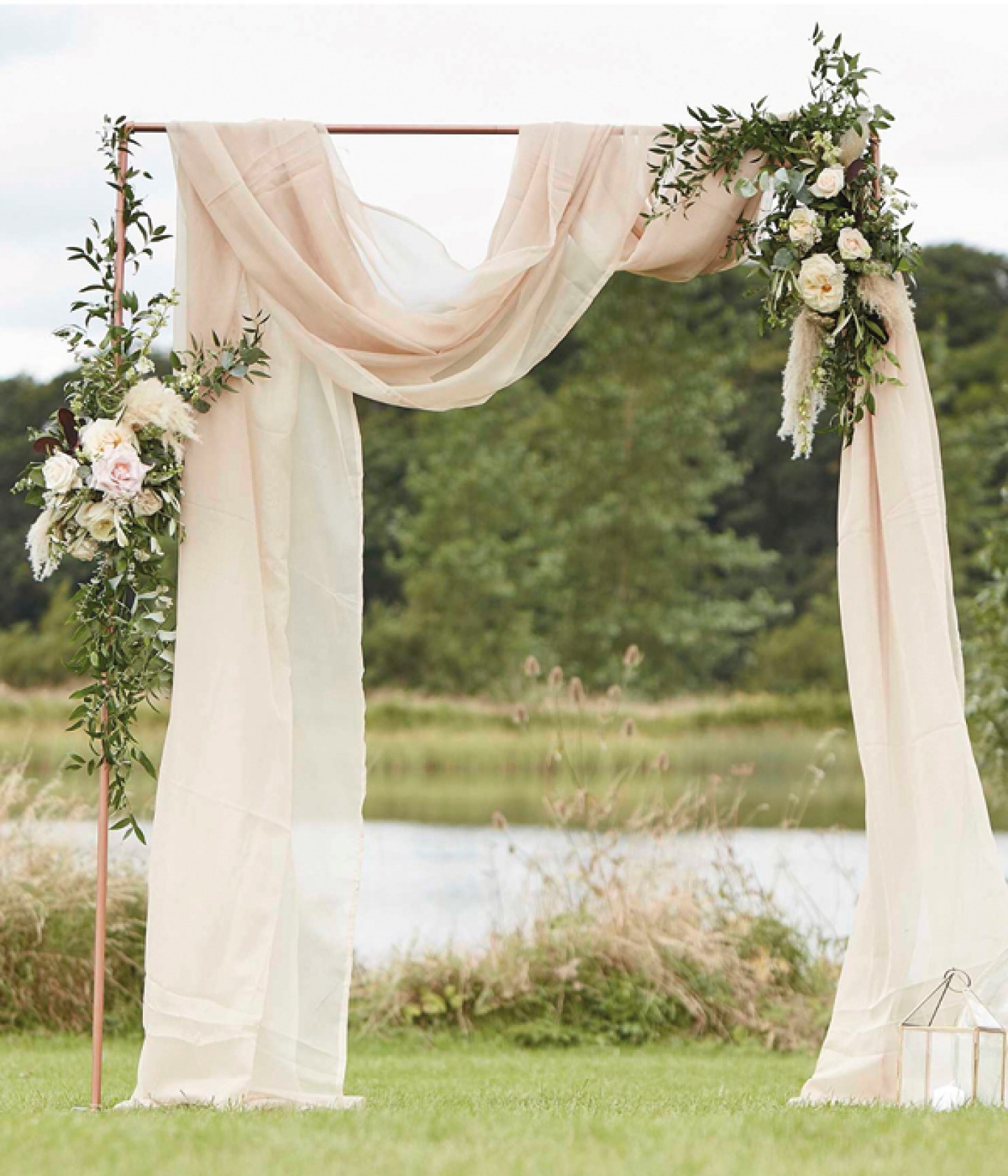 fabric and floral drape