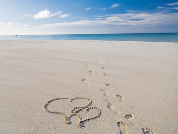 Heart and Footprints in sand