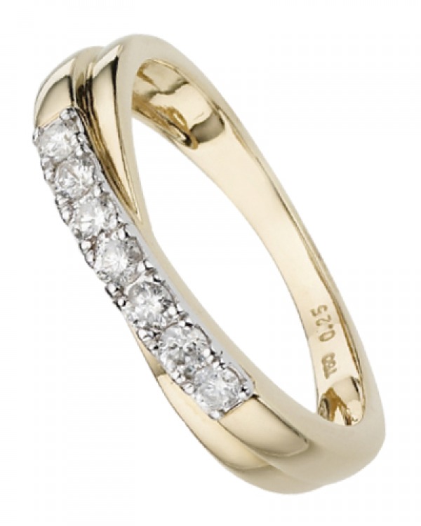 18ct yellow gold quarter carat diamond ring, Ernest Jones 