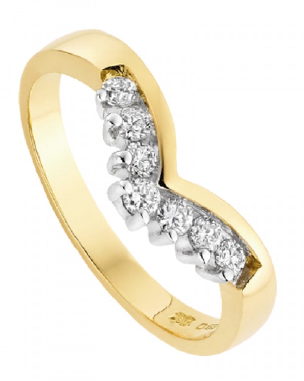 18ct gold diamond half eternity wishbone ring, Beaverbrooks 