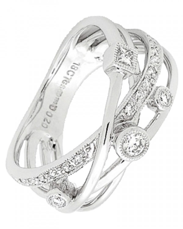 Yellow, white and rose gold stacking rings, Charles Green at CW Sellors 