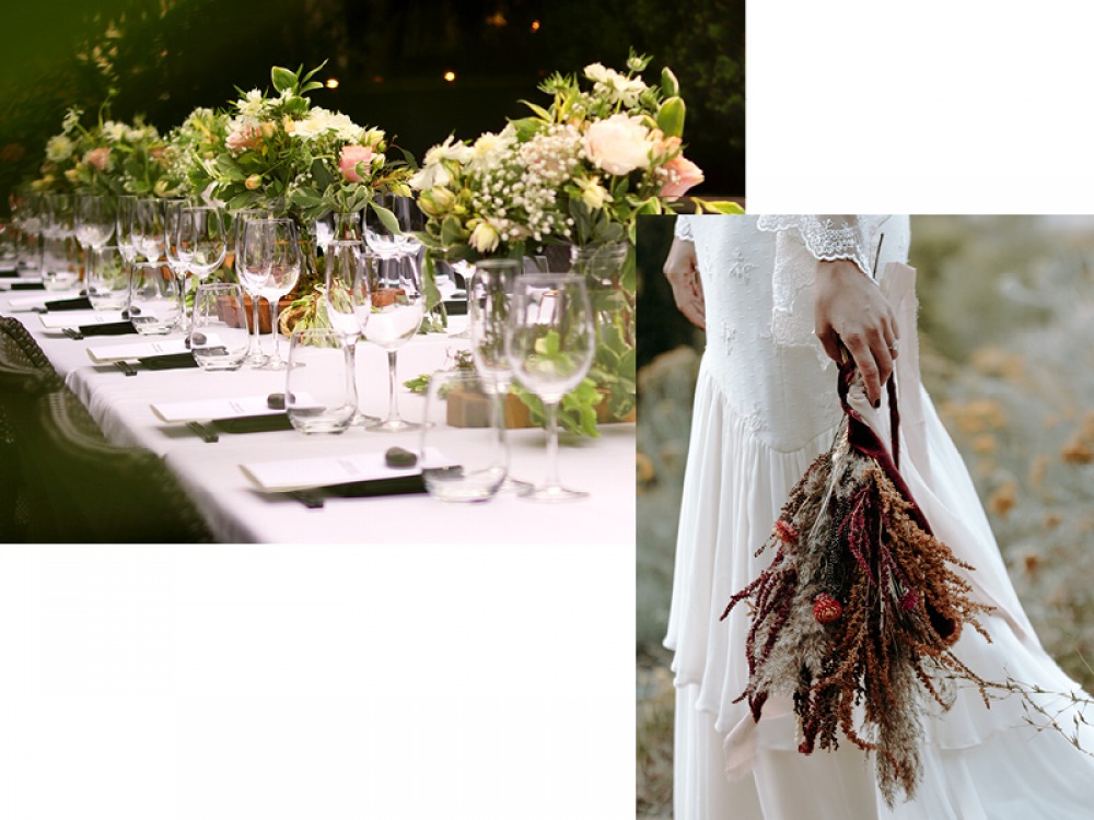 Dressed Wedding table and Bridal bouquet