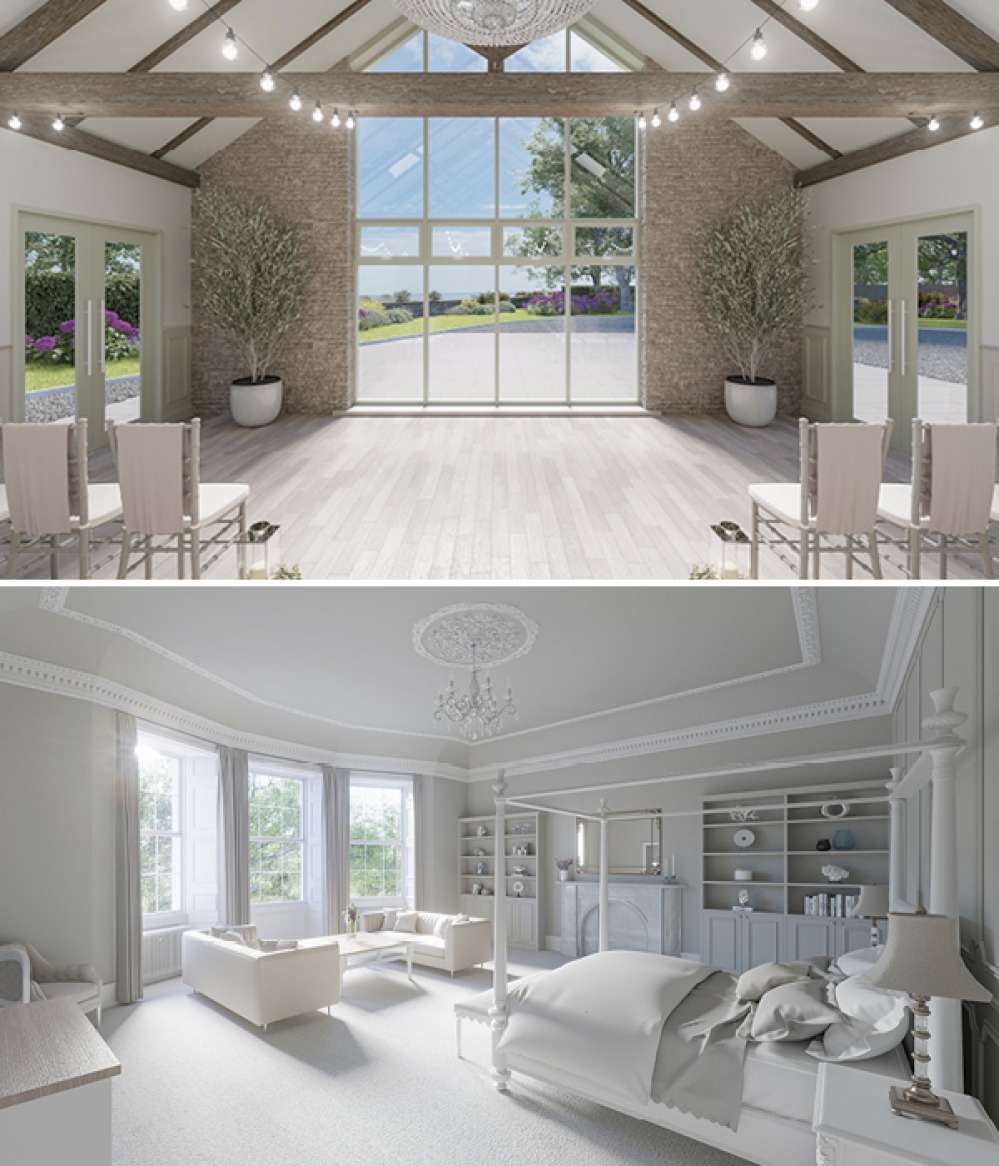 internal shot of wedding venue and bridal suite