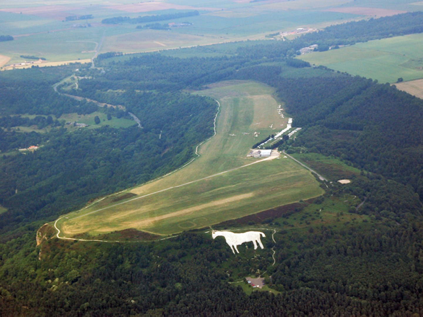 Iconic Kilburn White Horse cut into the hillside at Sutton Bank