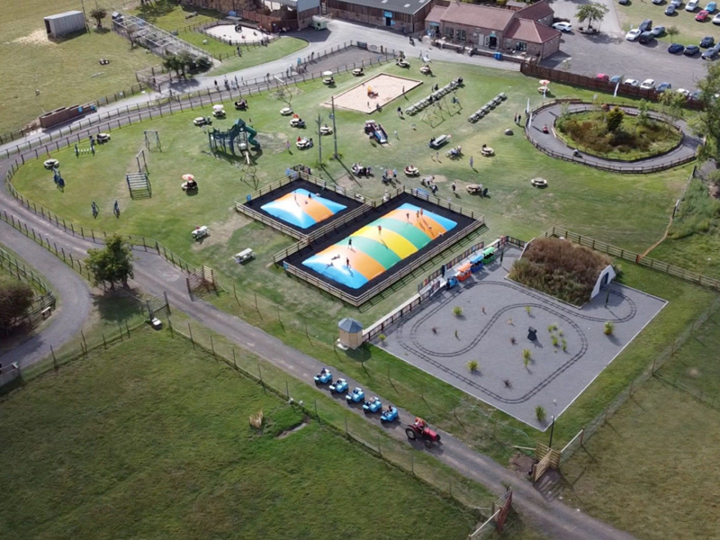 Ariel view of the play area at Monk Park Farm in Bagby