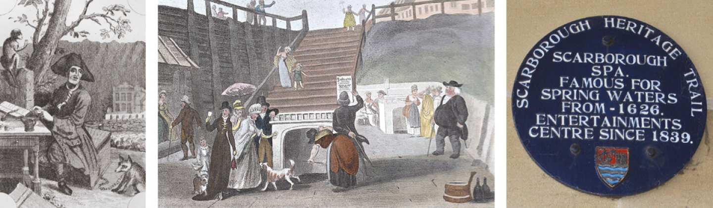 Dicky Dickinson, the first Governor of Scarborough Spa Courtesy of Scarborough Maritime Heritage Centre | The Spa wells before they were covered over Courtesy of Scarborough Maritime Heritage Centre | Pauline E via Wikimedia Commons