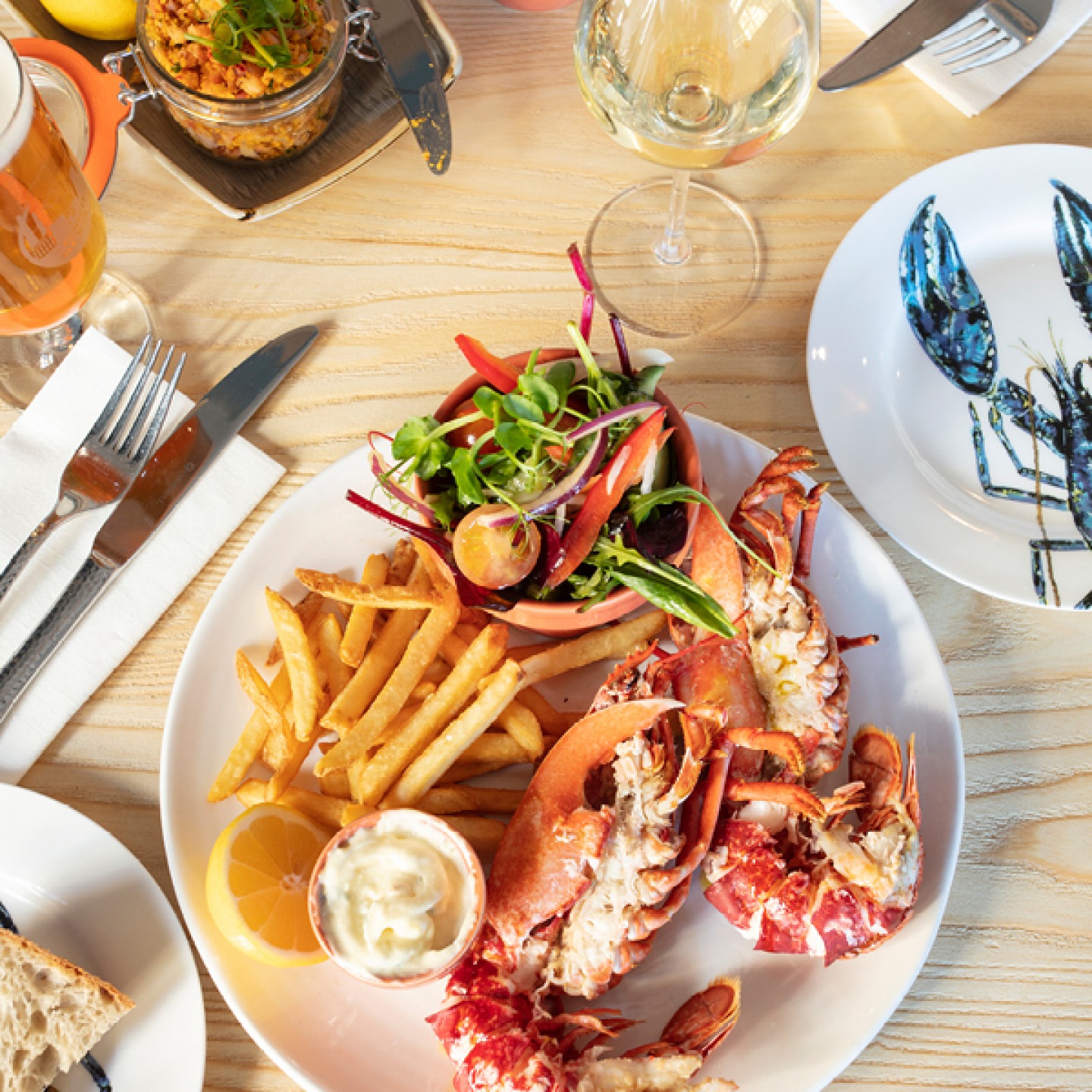 plate of lobster on a white plate