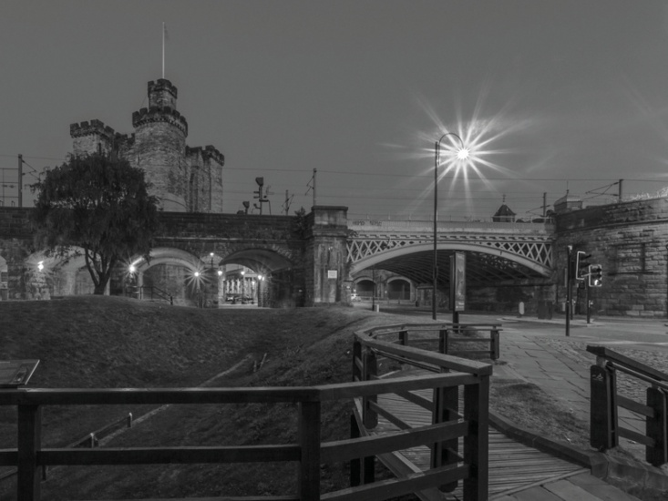 Newcastle Castle Keep and railway bridge
