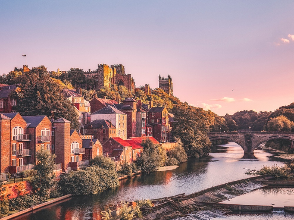 Durham riverside at sunset