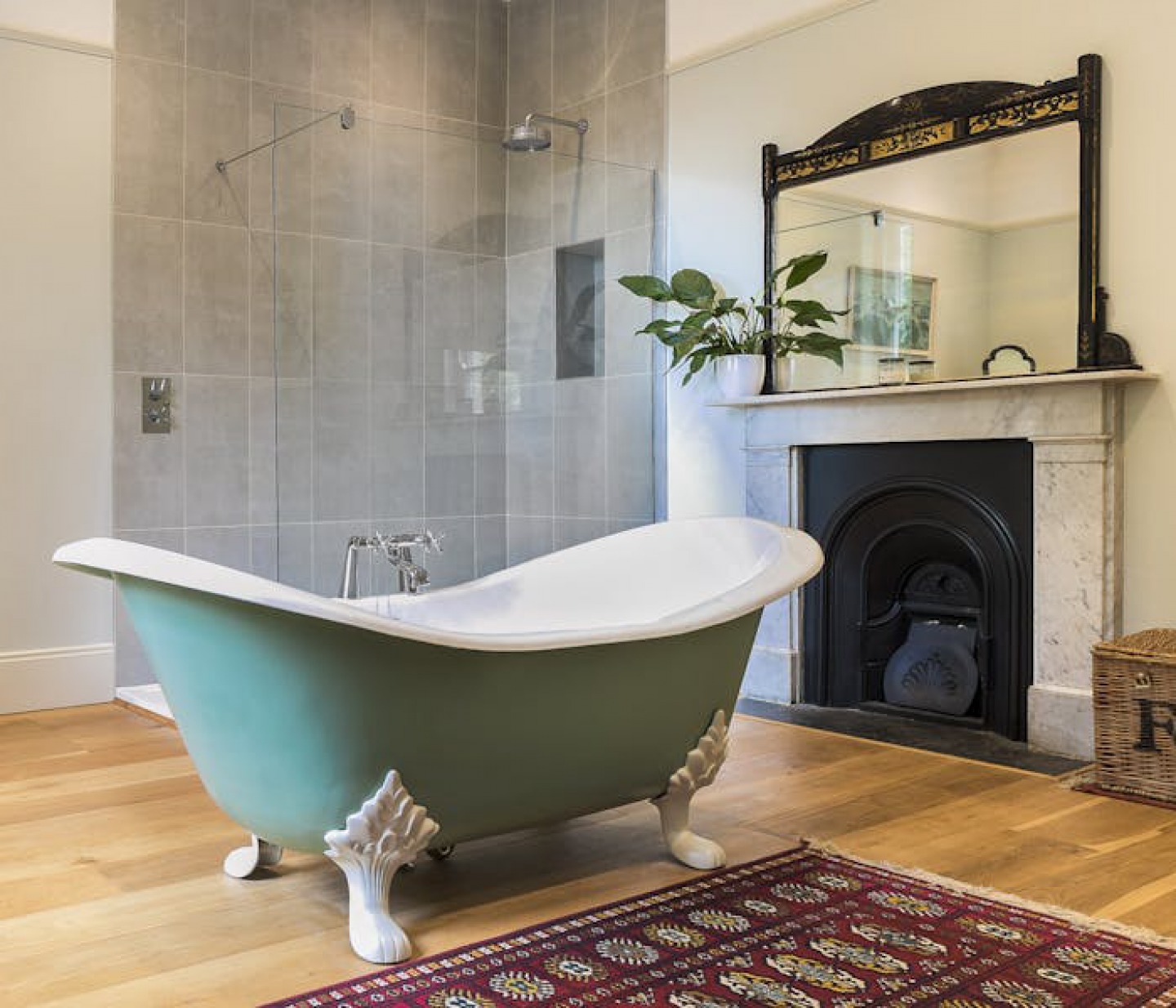Bathroom with freestanding bath at Stow House