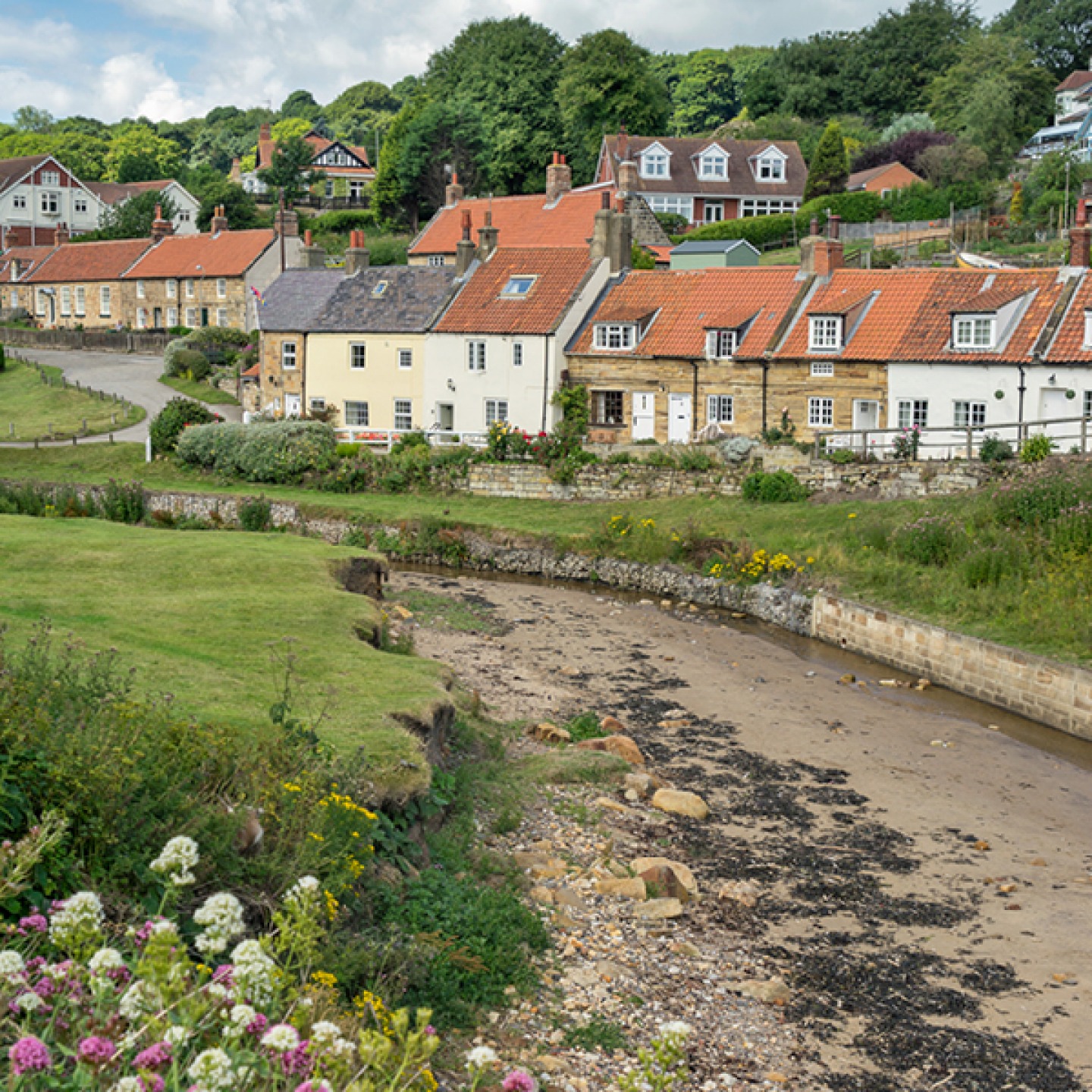 The village of Sandsend on the coast in north Yorkshire