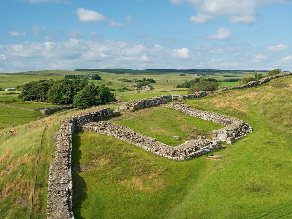 roman wall in summer with blue sky