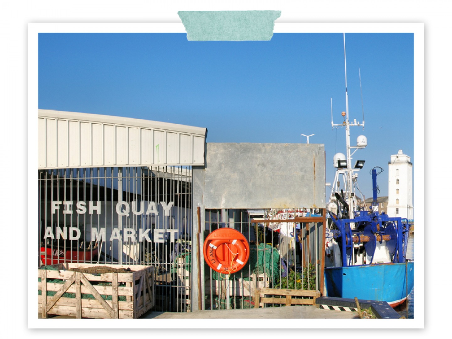 Fish Quay warehouse and boat