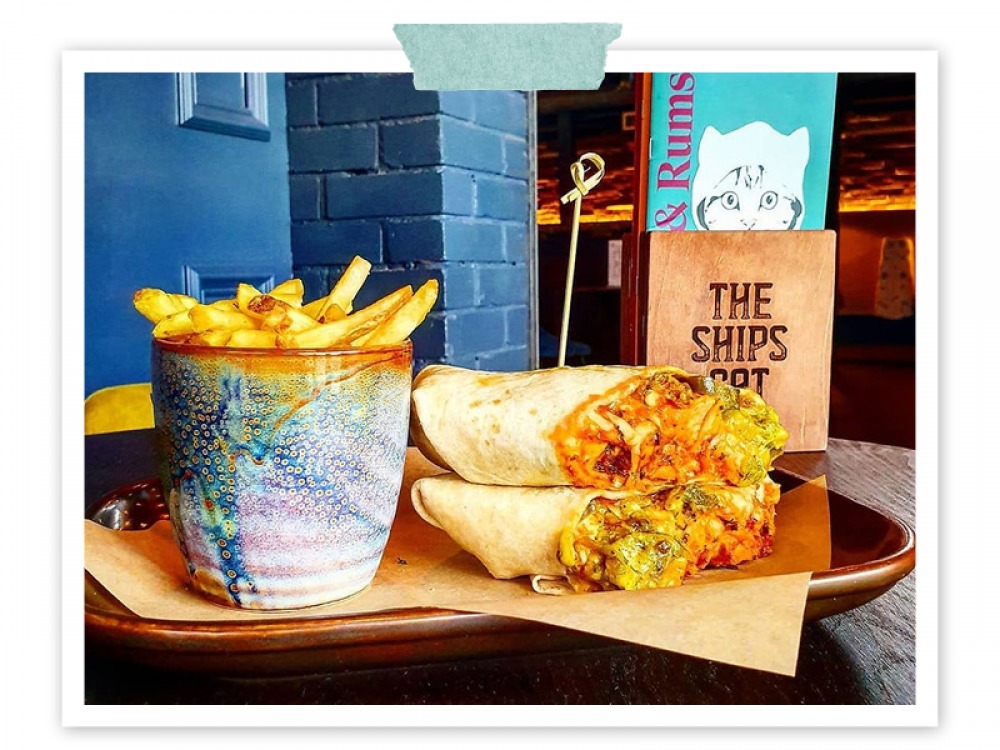 Chips and a wrap at The Ship’s Cat