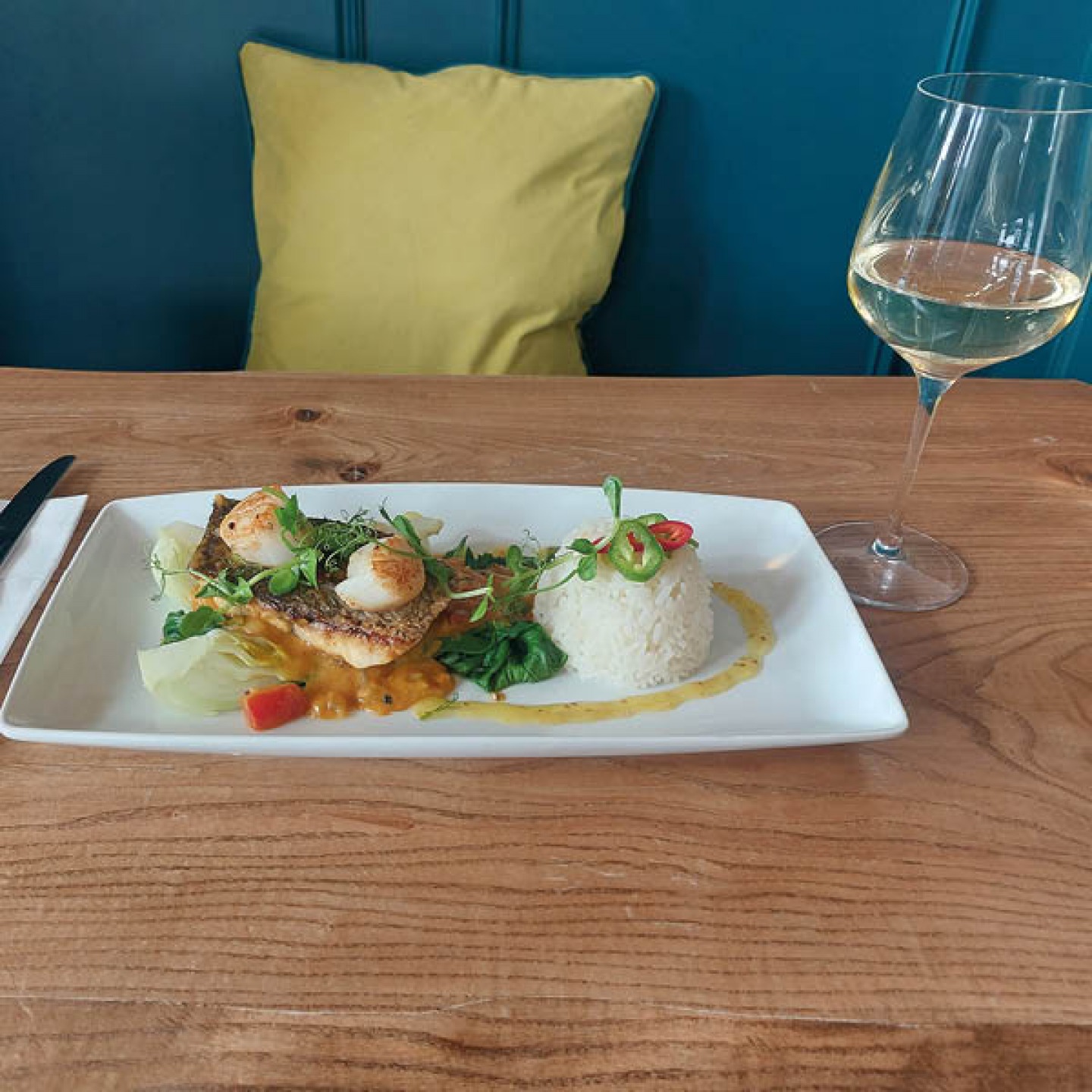 food and a glass of wine