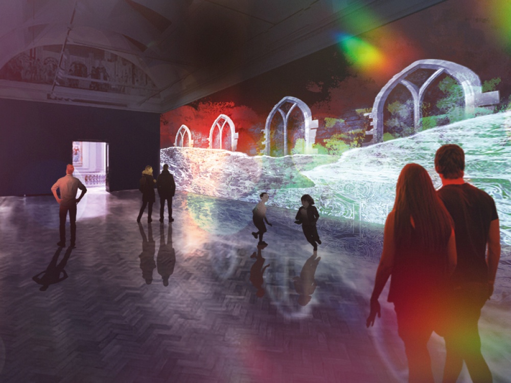Mock image of digital installation for The Lindisfarne Gospels exhibition