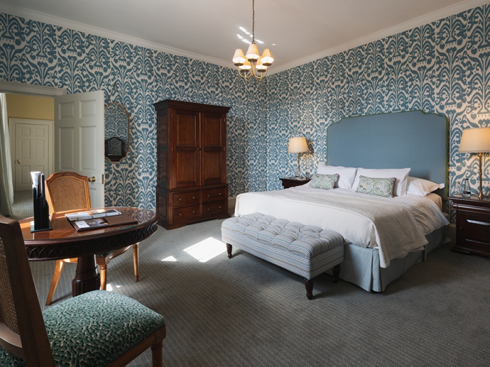 blue formal bedroom