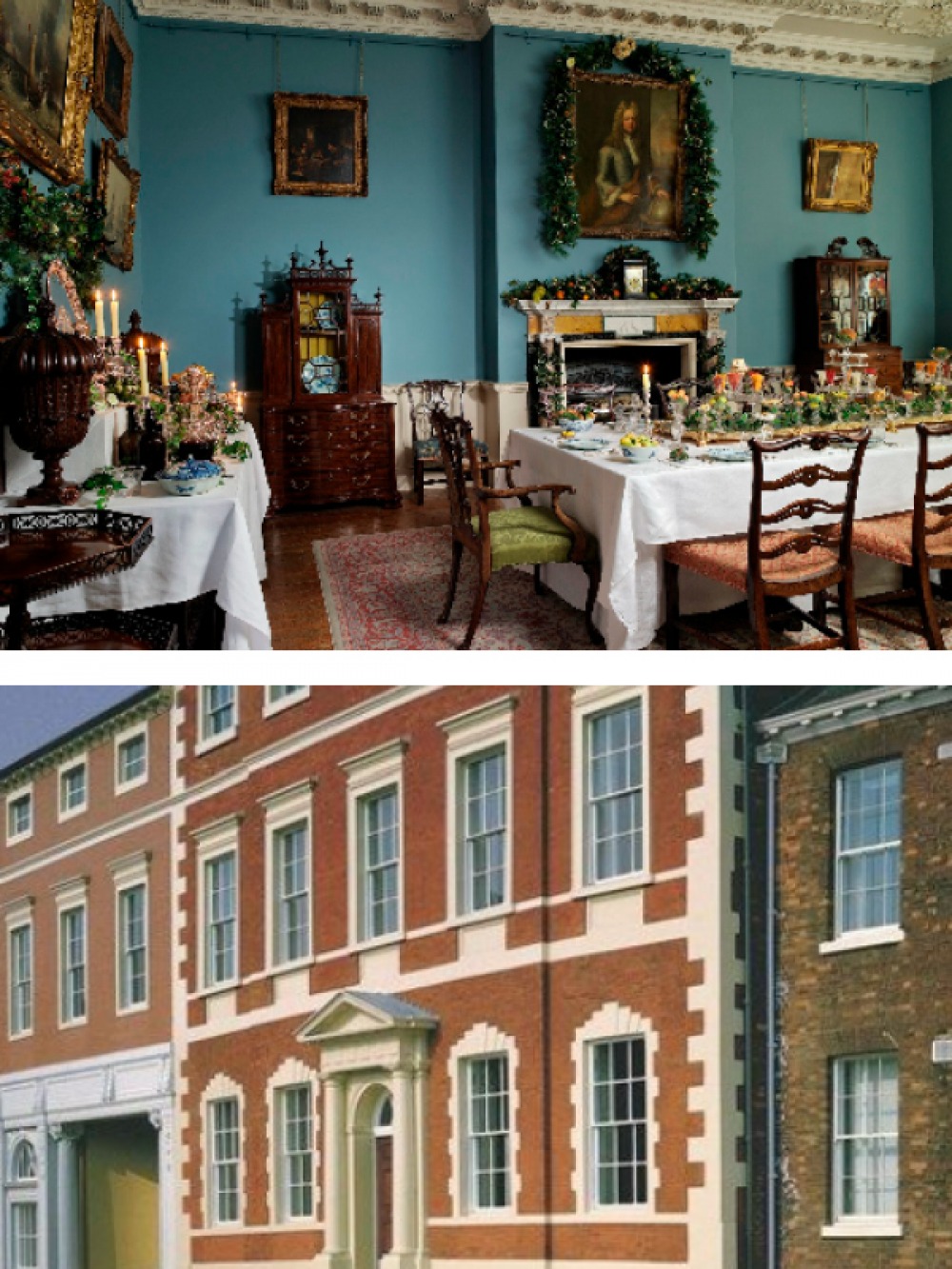 internal and external shots of Fairfax House