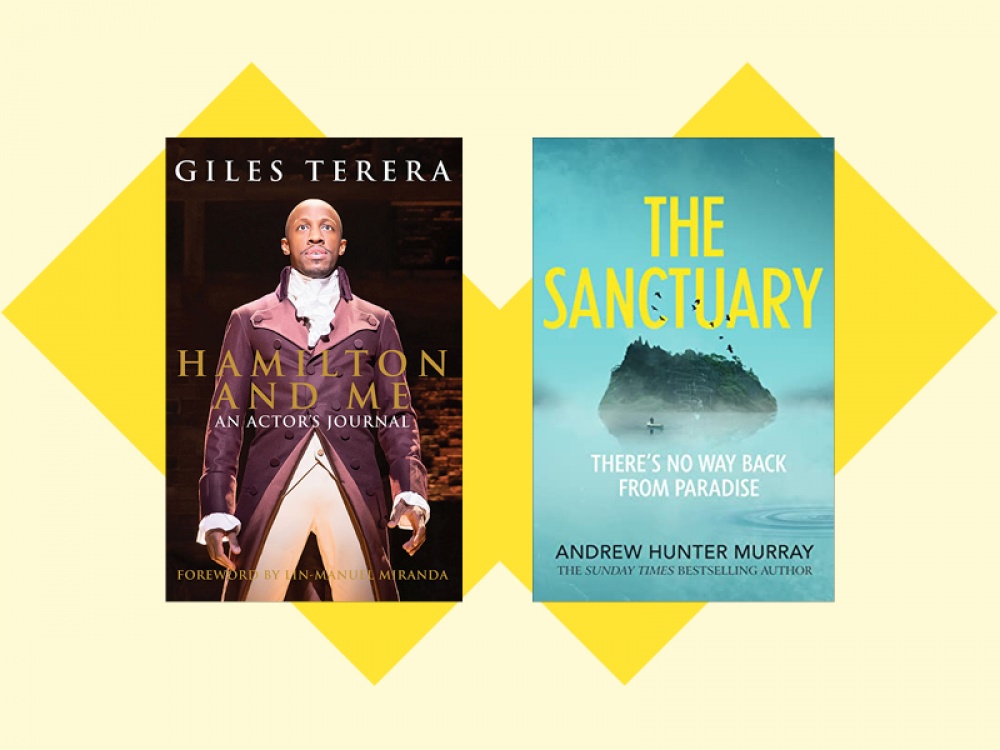 Hamilton and Me and The Sanctuary book covers on a yellow background