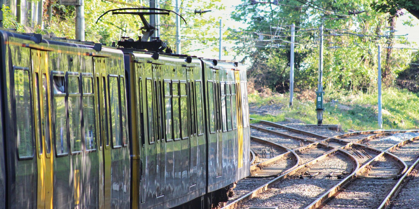 Metro running on track