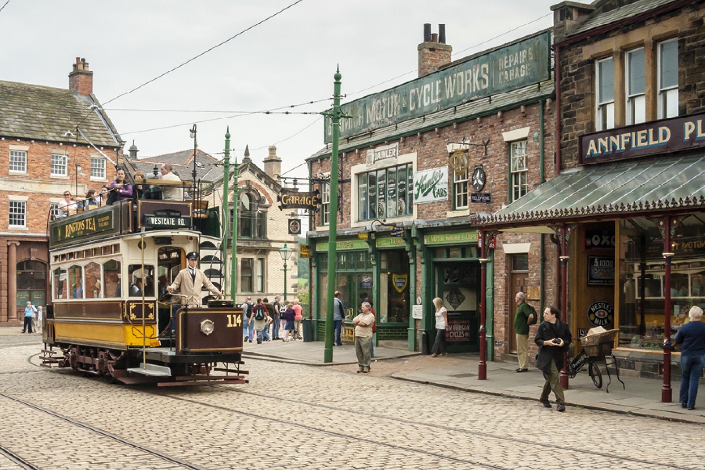 The Town with a tram at Beamish Museum