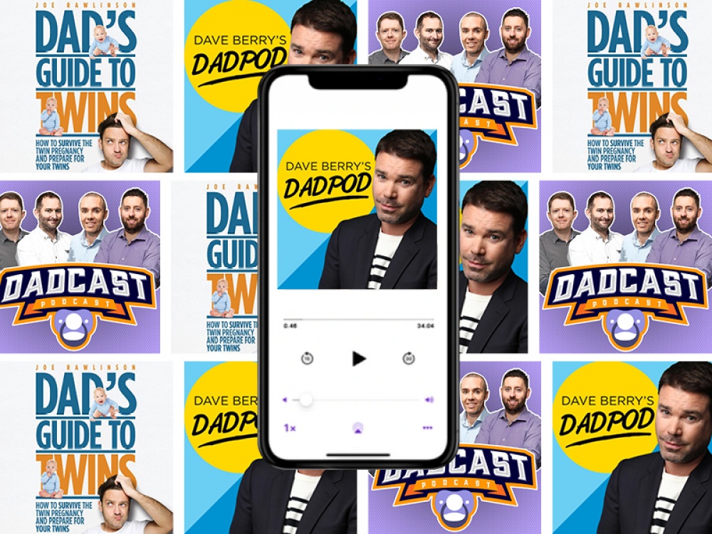 collage of podcast imagery