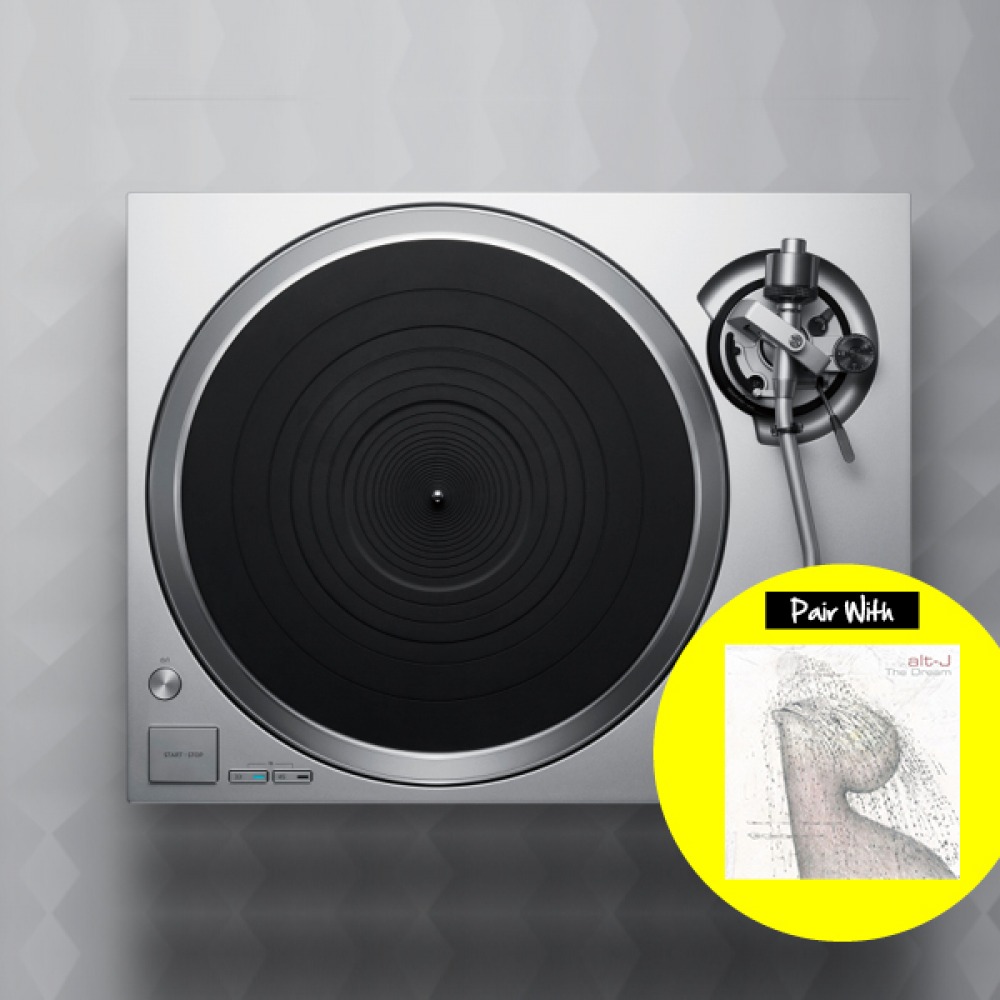 record player with image of vinyl cover overlaid