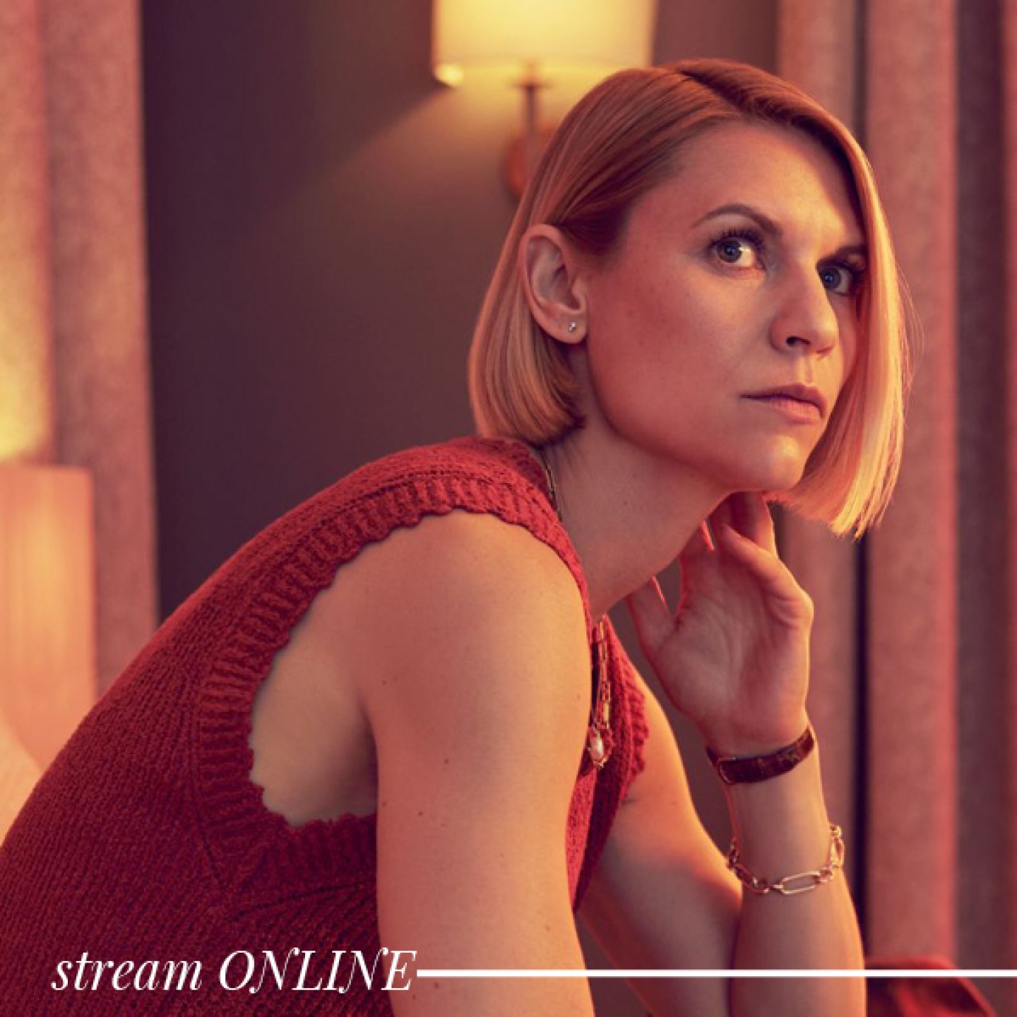 TV show promo: Woman in a softly lit room looking at someone off camera
