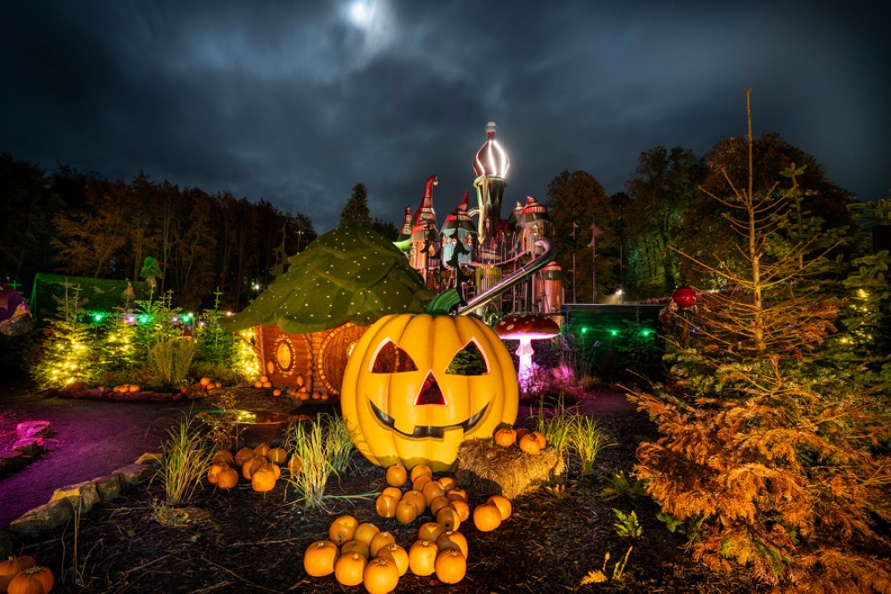 Pumpkins and colourful lights at Lilidorei, The Alnwick Garden