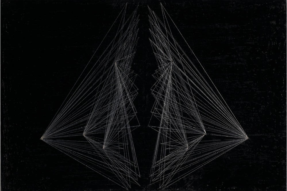 Mary Griffiths, For this we go out dark nights, 2022, inscribed graphite on gesso on plywood. ©The Artist. Image courtesy of the John Rylands Research Institute and Library, The University of Manchester.