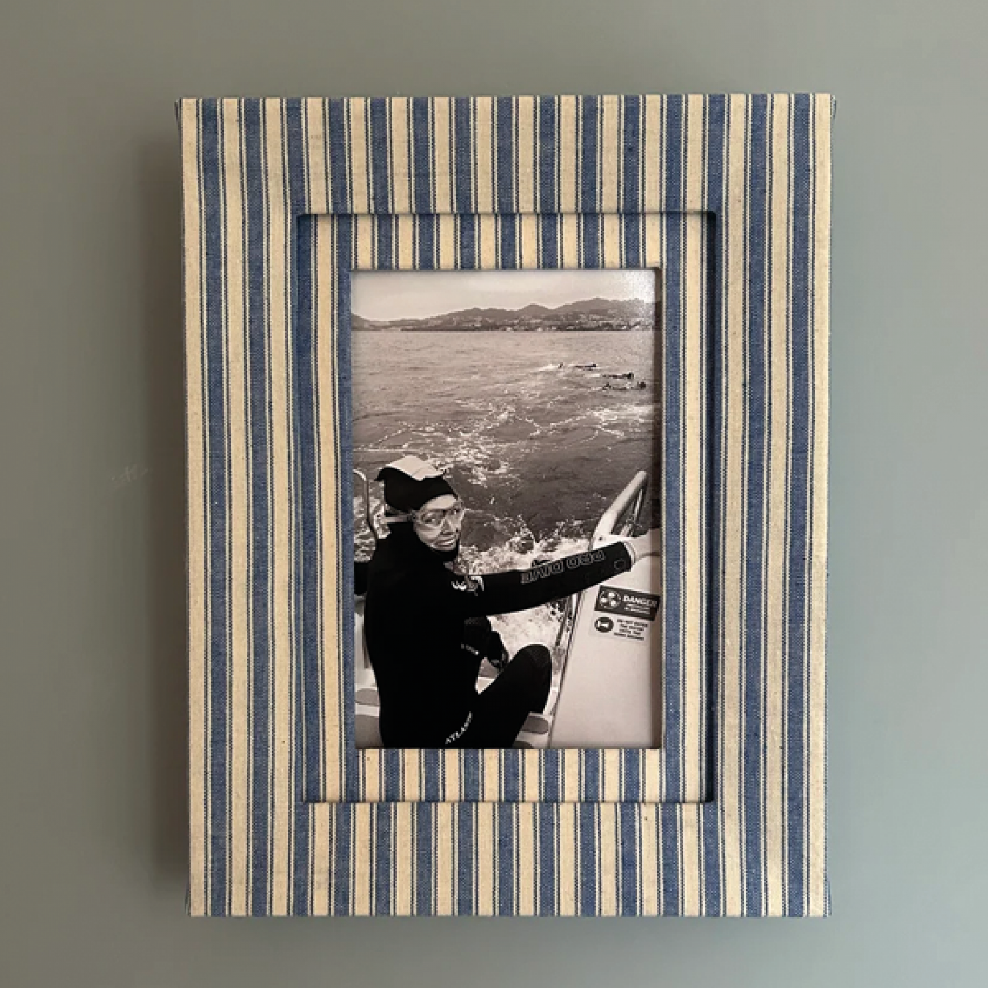 Blue Stripe fabric photo frame