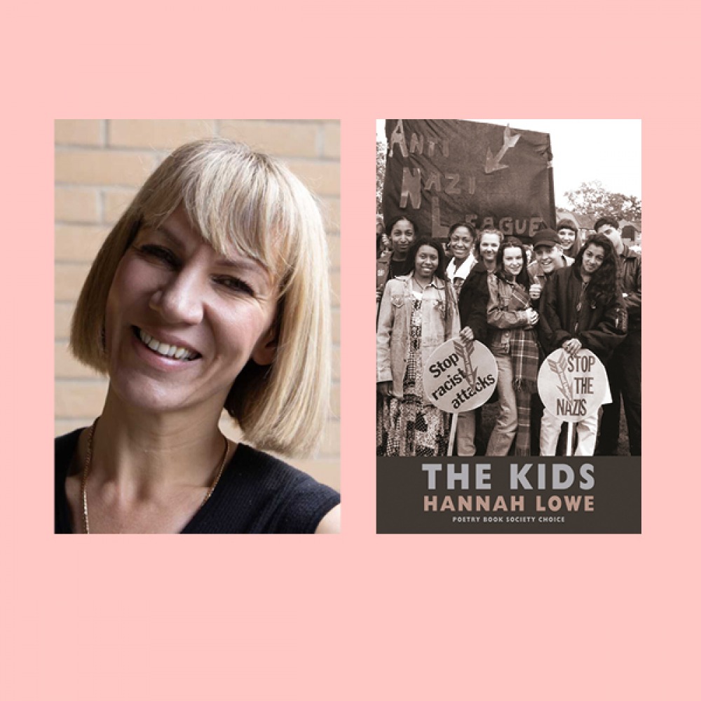Hannah Lowe head shot next to book cover