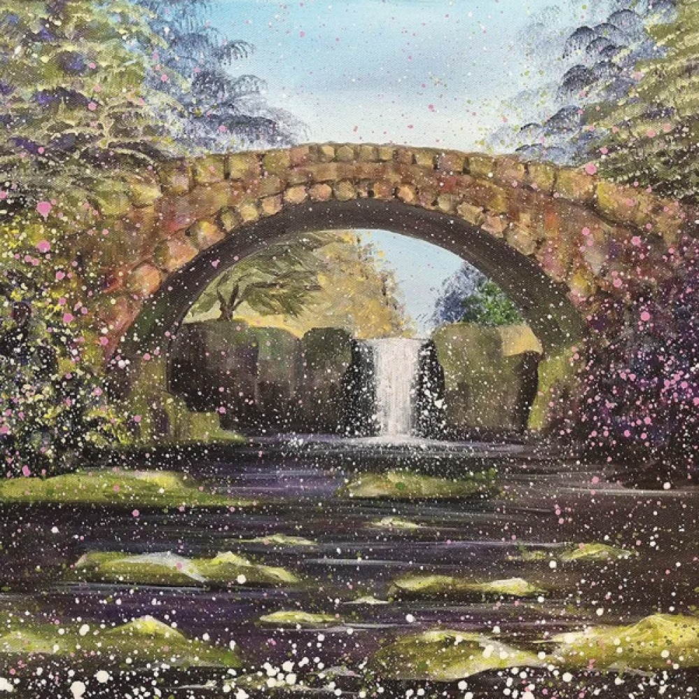 painting of a bridge over water by Emily Ward Art
