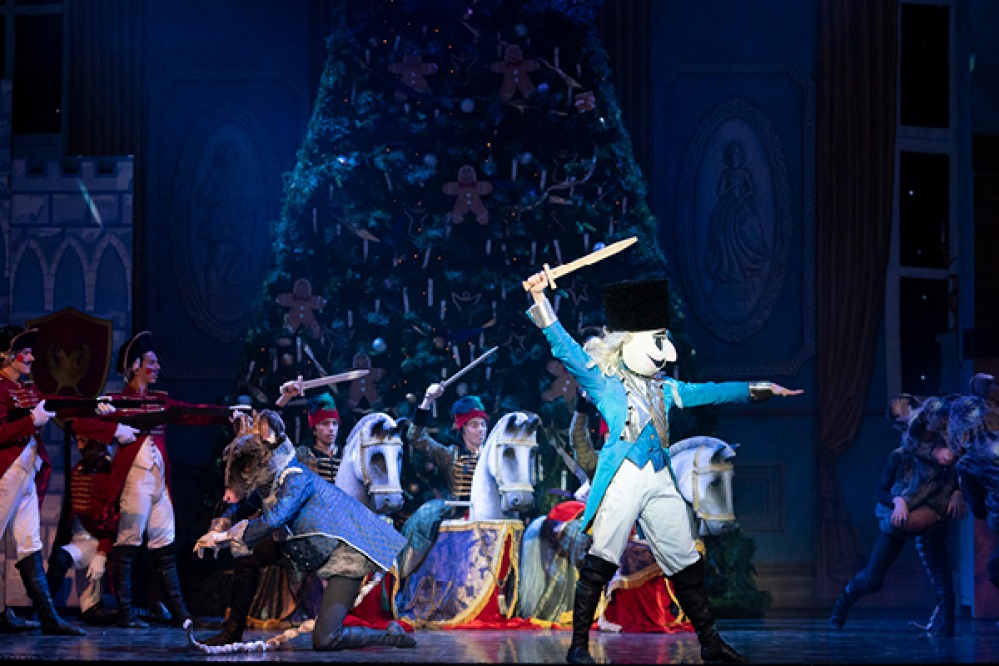 Life size Nutcracker holding his sword