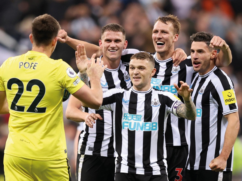 Footballers celebrating