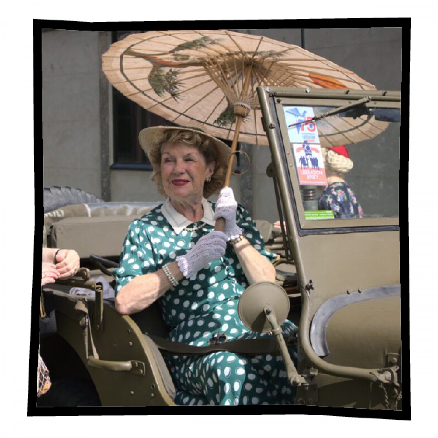 lady dressed up like 1940s