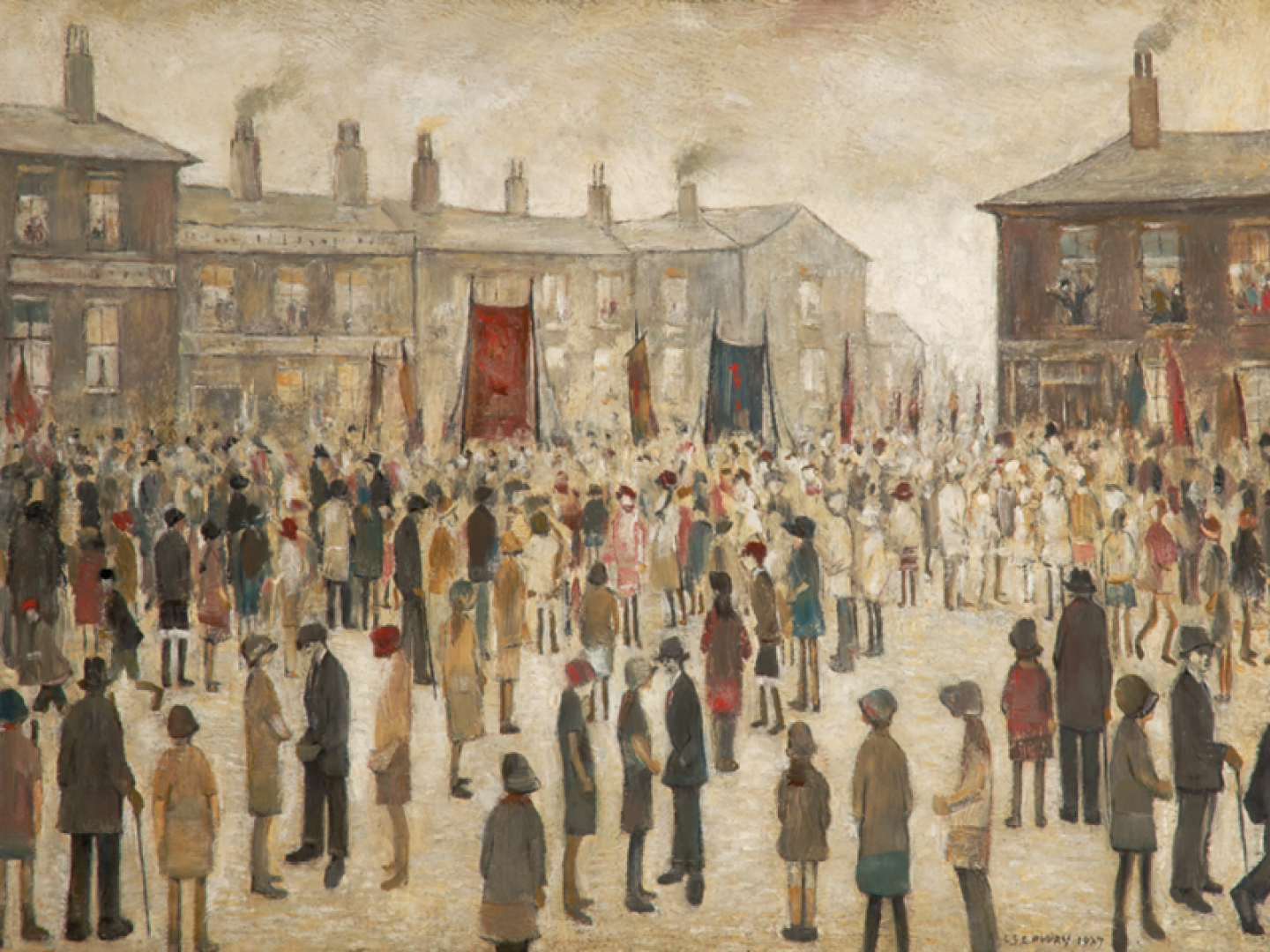 The Procession 1927 by L S Lowry. © The Estate of L.S. Lowry. All Rights Reserved, DACS 2024