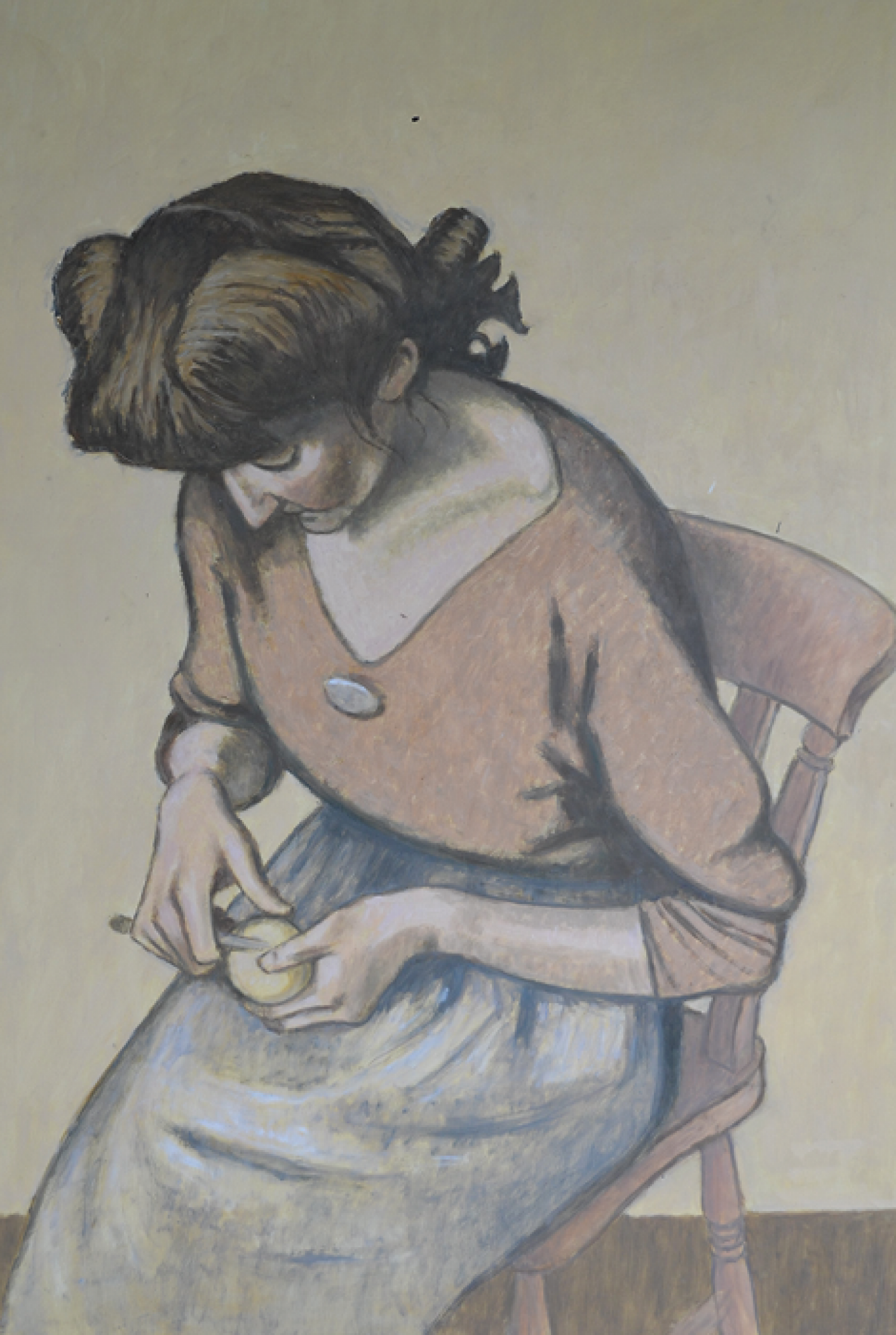 Sarah Peeling a Potato by Norman Cornish. (c) Norman Cornish Ltd