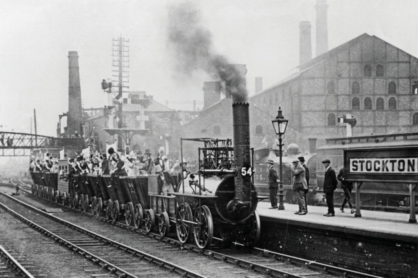 The Centenary Procession 1925. Train hauled by Locomotion No 1. © British Rail