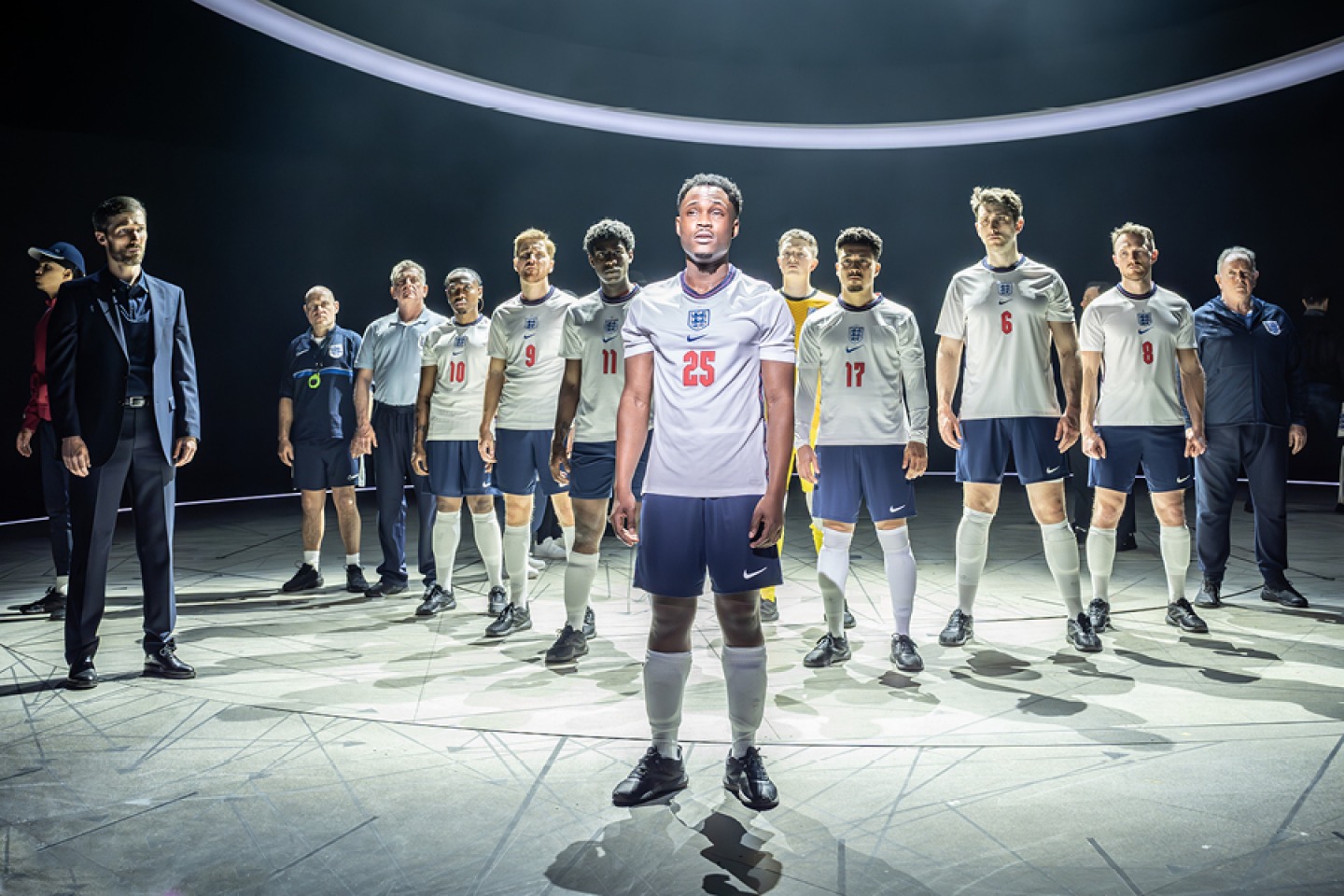 Tane Siah (Bukayo Saka) in Dear England (2025) at the National Theatre © Marc Brenner