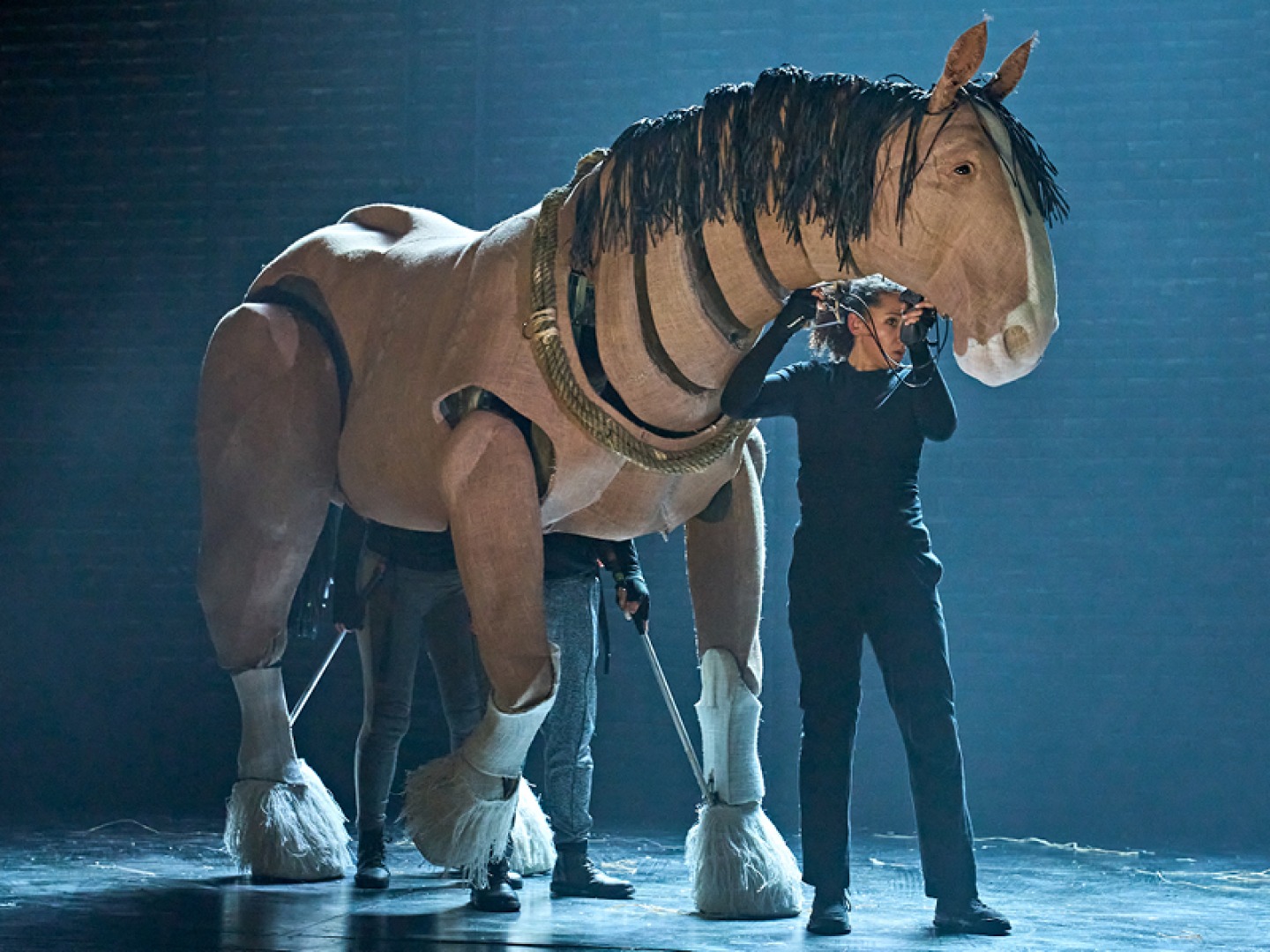 Boxer (puppeteers Sharon Sze, Enrico D. Wey and Yana Penrose) in Animal Farm