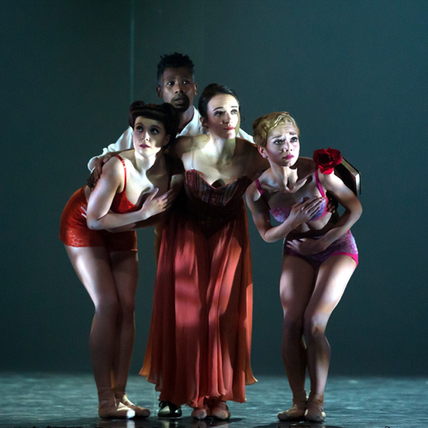 Dominique Larose, Mlindi Kulashe, Dreda Blow and Rachael Gillespie in Beauty & the Beast. Photo Emma Kauldhar