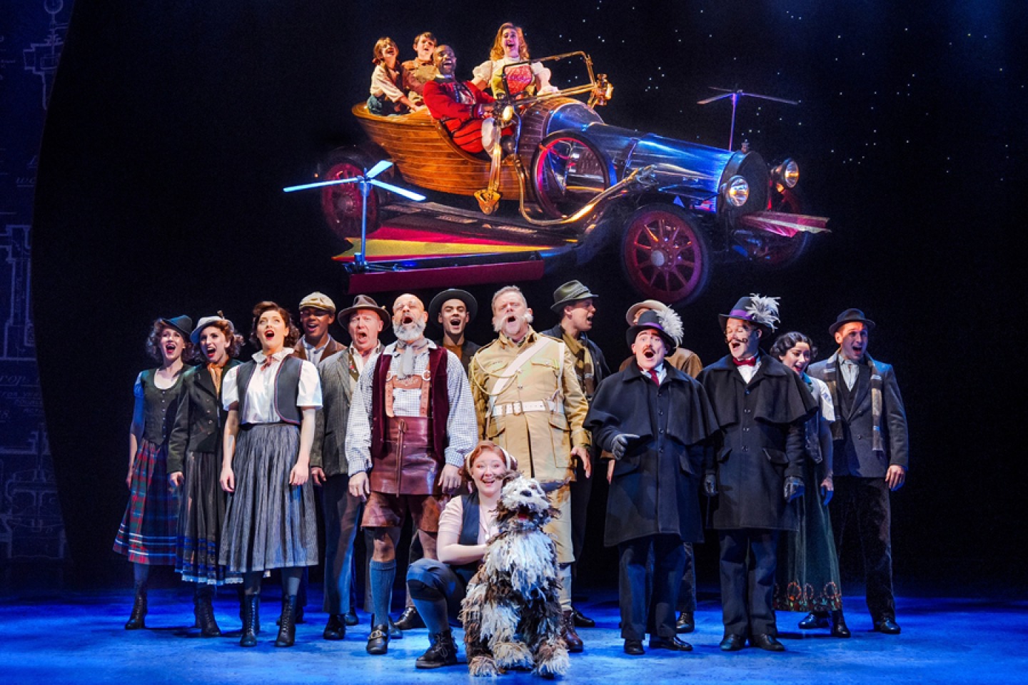 All the cast singing, Chitty flying above with Caractacus, Truly, Jeremy and Jemima inside