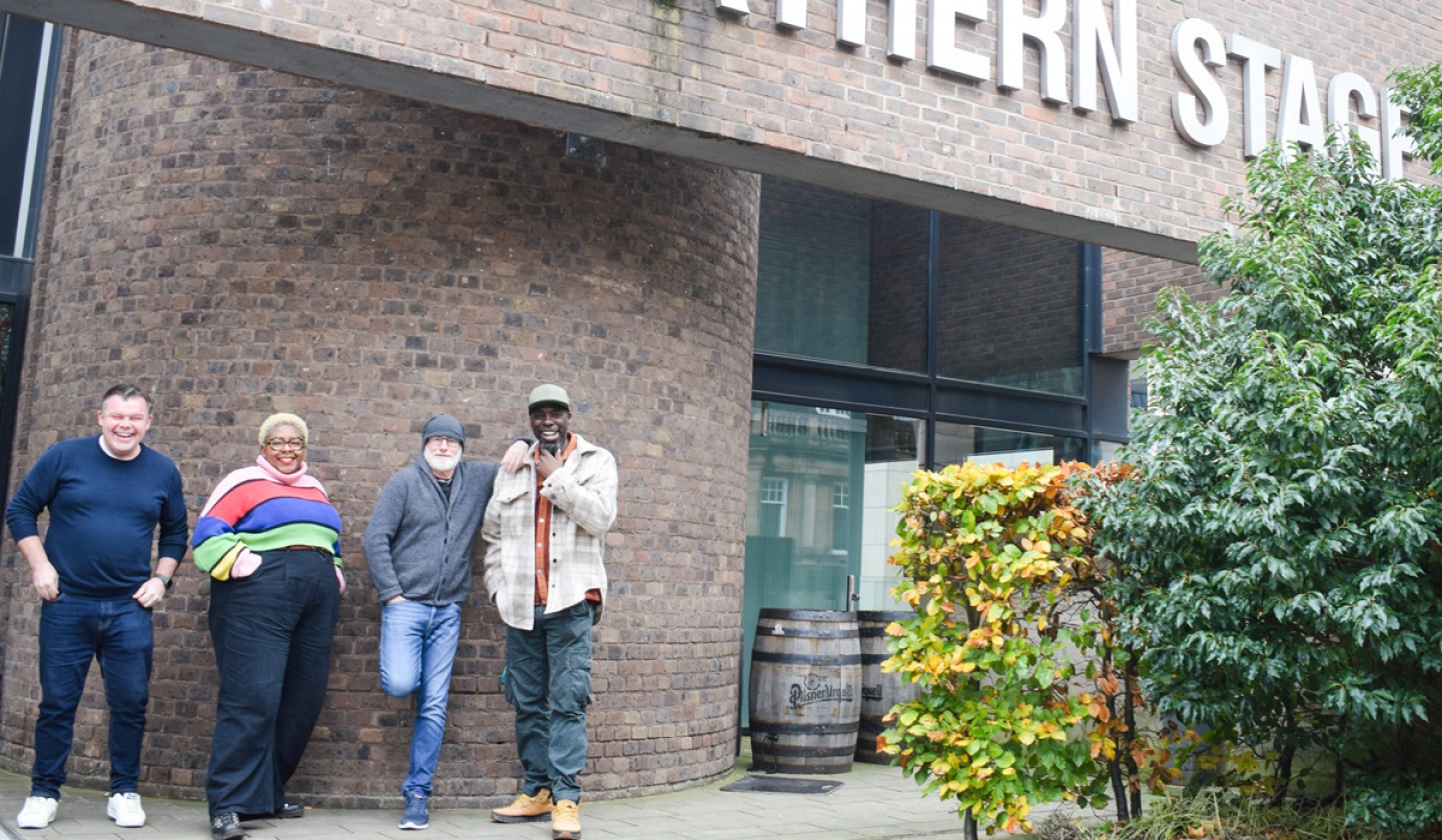 I Daniel Blake Director Mark Calvert Natalie Ibu Writer Dave Johns and Movement Director Martin Hylton at Northern Stage