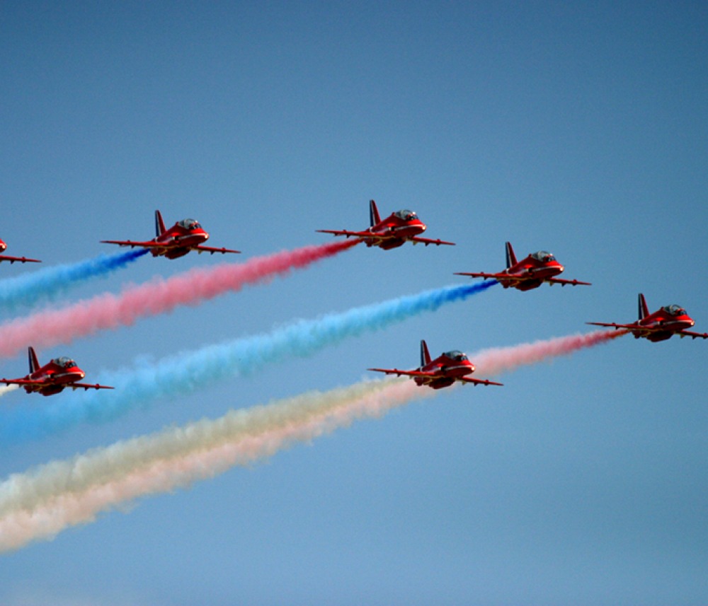 The Red Arrows flying at the Great North Run