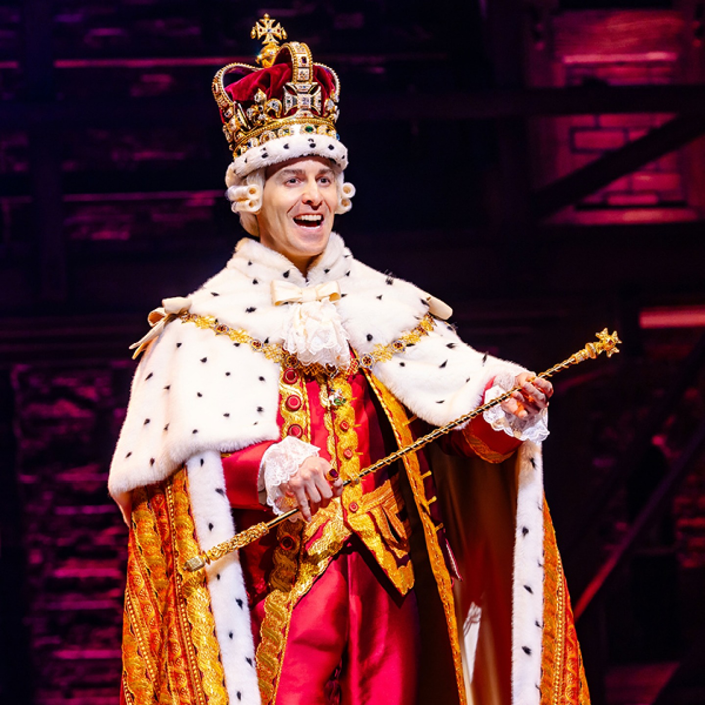 HAMILTON TOUR. Louis Maskell (King George). Photo by Danny Kaan