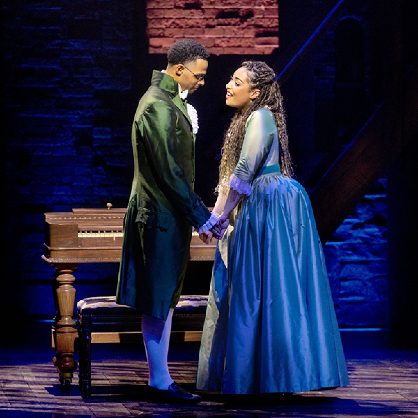 Marley Fenton as Alexander Hamilton and Casey Al-Shaqsy as Eliza Hamilton. Photo Danny Kaan