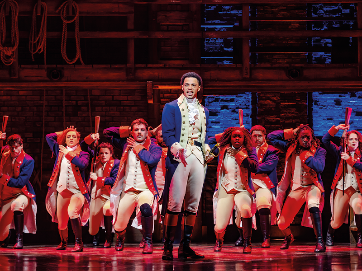 HAMILTON TOUR. Marley Fenton (Alexander Hamilton) and Company. Photo by Danny Kaan