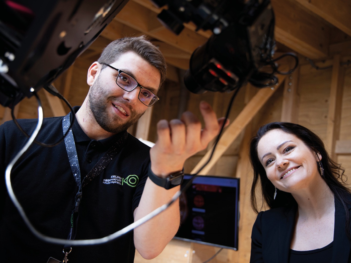 Adam Shore, Astronomer and Education Lead at Kielder Observatory, with author LJ Ross